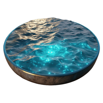 magnificent contemporary Glowing Water Surface Cutout Nighttime Bay View high quality png