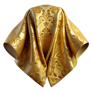elegant vintage Gold Brocade Fabric Ornate Pattern Transparent Background premium png
