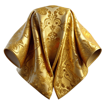 impressive minimalist Gold Brocade Fabric Ornate Pattern Transparent Background original png
