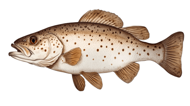 Spotted Trout, Fish Portrait, Seafood Illustration, Close-Up, Transparent, cut out transparent png