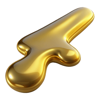 dramatic modern Golden Liquid Metal Stream Transparent Cutout premium png