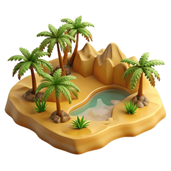 beautiful abstract Golden Valley Desert Oasis Cutout Isolated authentic png