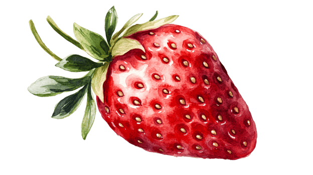 Watercolor strawberry, leaves, juicy, delicious, vitamin, cut out transparent png