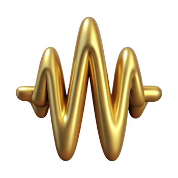 beautiful vintage Gold Soundwave Graphic Isolated with Metallic Sheen detailed png