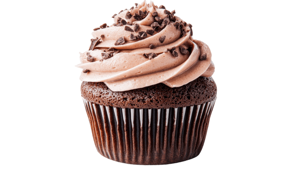 Delicious Chocolate Cupcake with Chocolate Frosting, cut out transparent png