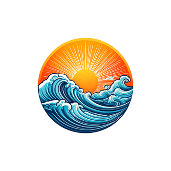 Vibrant Sunrise Over Ocean Waves With Radiating Warmth and Energy png