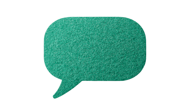 Green speech bubble, dialogue box, message icon, talking shape, cut out transparent png