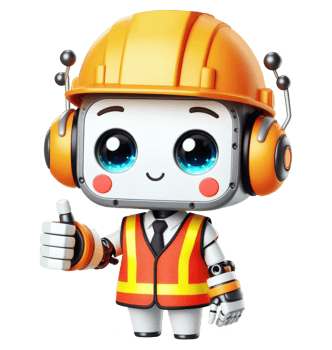Cute Robot Construction Worker Giving a Thumbs Up png
