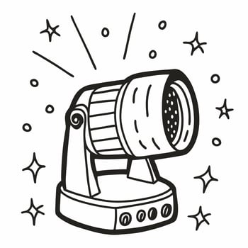 Hand Drawn Spotlight Illustration with Stars and Rays for Theater and Events vector