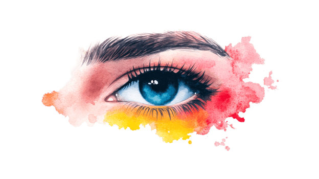 Watercolor Eye Painting with Colorful Detail, cut out transparent png