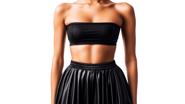Woman in black skirt and top, fashion style glamour pose, cut out transparent png