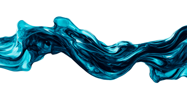 Blue holographic wave with metallic luster, swirl element, cut out transparent png