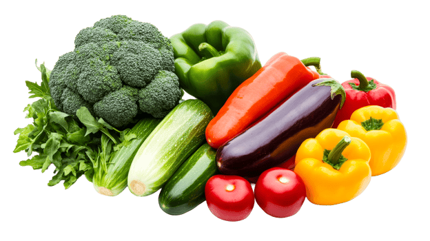 Fresh Vegetables Variety with Broccoli, Zucchini, Peppers, cut out transparent png