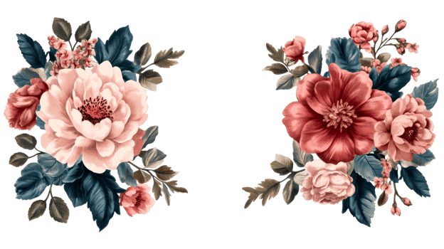 Floral arrangements with blooming peony, rose, leaves , cut out transparent png