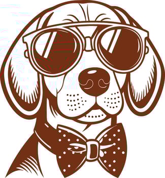 Stylish Dog Wearing Sunglasses and Bow Tie Illustration for Creative Projects vector