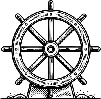 Nautical Steering Wheel Illustration Perfect for Tattoo Designs and Marine Themed Crafts vector