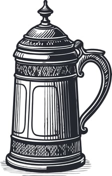 Detailed Vintage Beer Stein for Beer Enthusiasts and Brewing Illustrations vector