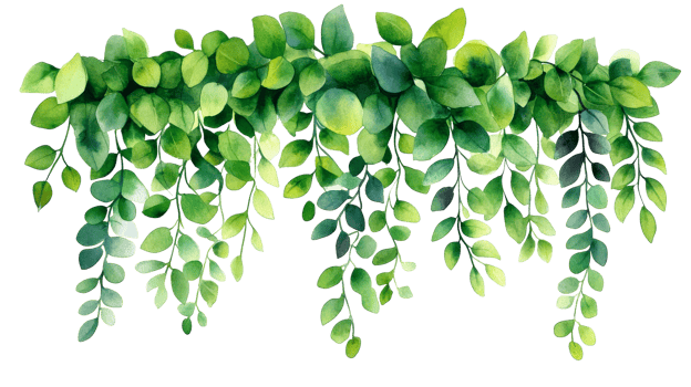Watercolor greenery foliage with round leaves , isolated, cut out transparent png
