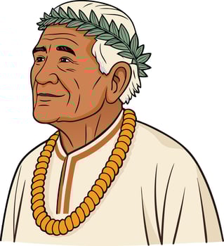 Elderly Man with Traditional Hawaiian Outfit and Lei Celebrating Cultural Heritage vector