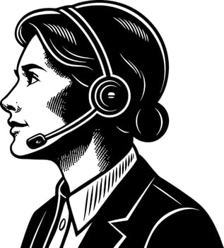 Female Customer Service Representative Profile with Headset for Business and Communication Needs vector