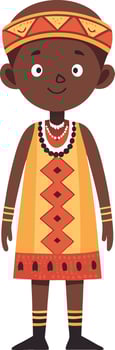 African Boy Character in Traditional Attire with Vibrant Patterns for Illustrations and Designs vector