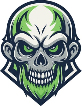 Green Bearded Skull Mascot Design for Apparel Tattoo and Graphic Art vector