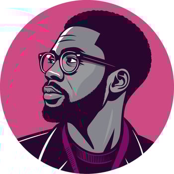 Stylish Portrait of a Thoughtful Man with Glasses Great for Graphic Design and Tattoos vector