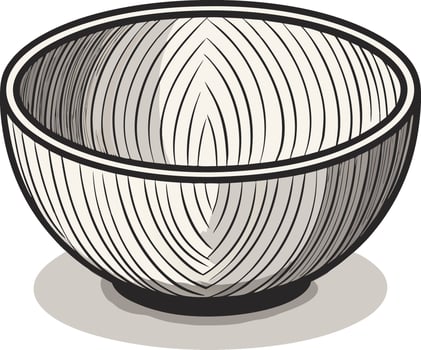 Detailed Black and White Hand-Drawn Bowl Illustration for Kitchen Design or DIY Projects vector