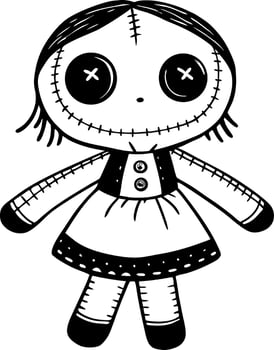 Cute Hand-Drawn Doll Character for Coloring Books and Crafts vector