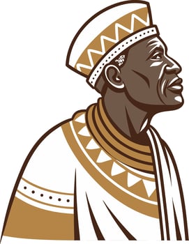 African Elder Portrait Profile with Traditional Attire and Distinctive Headwear for Cultural Inspiration vector