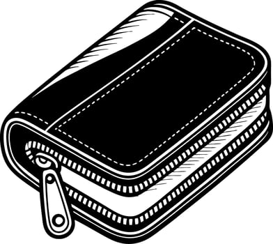 Stylish Black Zip Wallet Design for Fashion Accessories and Graphic Projects vector