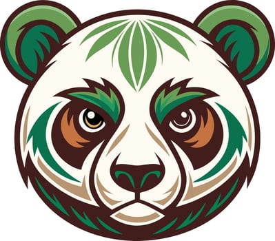 Panda Face Illustration with Vibrant Green and Brown Details for Nature-Themed Designs vector