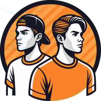 Stylish Youthful Character Design Featuring Two Boys in Casual Apparel and Modern Hairstyles vector