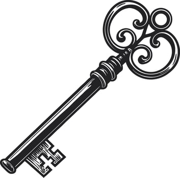 Vintage Ornate Key Illustration Ideal for Home Decor and Tattoo Designs vector