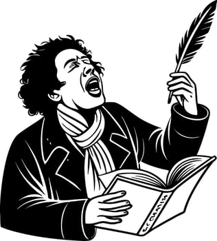 Creative Writer Expressing Passion with Open Book and Quill Penic Design vector