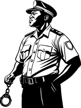 Confident Male Police Officer Holding Handcuffs in Uniform for Law Enforcement Illustration vector