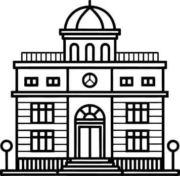 Illustration of a Historic Building with Dome and Steps Suitable for Coloring and Design Projects vector