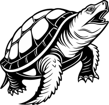 Detailed Black and White Turtle Illustration Ideal for Tattoo Designs and Coloring Books vector