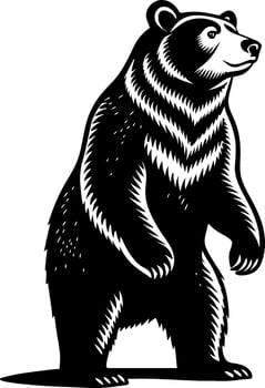 Bold Stylized Bear Illustration in Black and White for Nature and Wildlife Designs vector