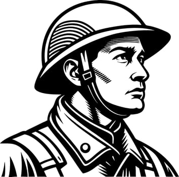 Veteran Soldier Profile Headshot Illustration for Historical and Military Themes vector
