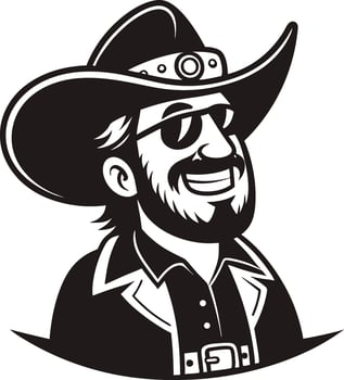 Cool Cowboy Character Retro Style Monochrome Illustration for Apparel and Merchandise Design vector