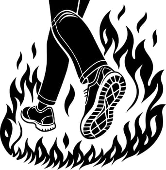 Flaming Footstep Design for Dynamic Tattoo and Merchandise Applications vector