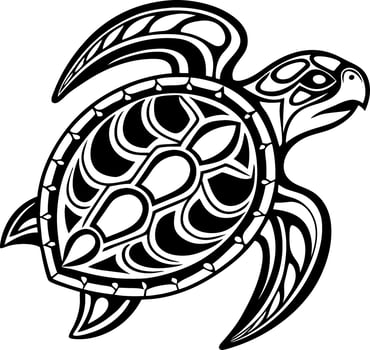Stylized Sea Turtle Illustration with Intricate Patterns Perfect for Tattoo Designs and Crafts vector