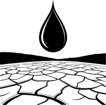 Drop of Water Above Cracked Earth Symbolizing Drought and Water Scarcity for Environmental Themes vector