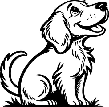 Playful Happy Dog Illustration for Kids Coloring Pages and Tattoo Designs vector