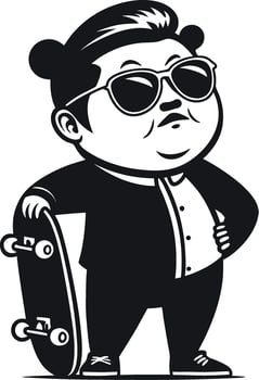 Confident Cartoon Skateboarder Character in Suit with Sunglasses and Attitude vector
