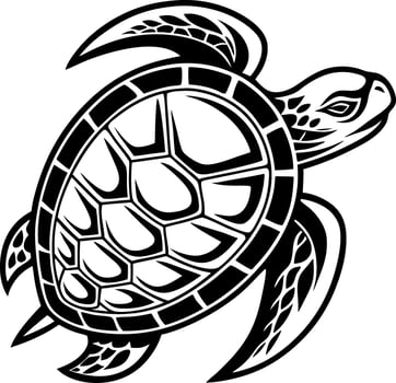 Intricate Black and White Sea Turtle Design for Tattoos and Coloring Books vector