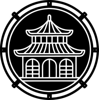 Traditional Asian Pagoda Building Decorative for Tattoo and Graphic Design vector