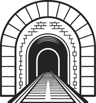 Tunnel Entrance with Railway Tracks Detailed Design for Artwork and Tattoos vector