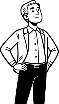 Confident Man Standing With Hands on Hips in Stylish Attire Character Illustration vector